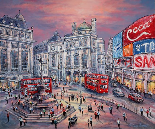 See You At Piccadilly Circus! by Phillip Bissell - Original Painting on Box Canvas